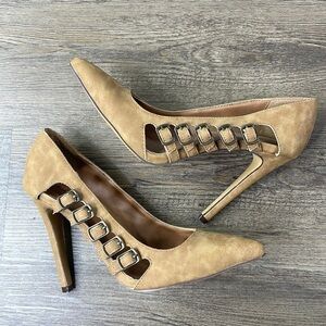 Michael Antonio Women’s Tan Brown Lanstrong Dress Shoes, Pump Buckle, size 7.5